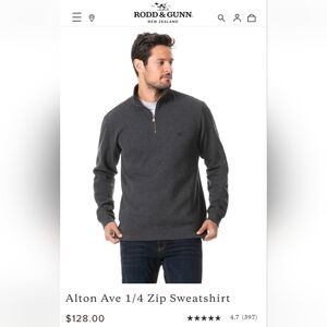 Rodd & Gunn Heather Blue Quarter-Zip Alton Ave Pullover, Men's Medium gorpcore